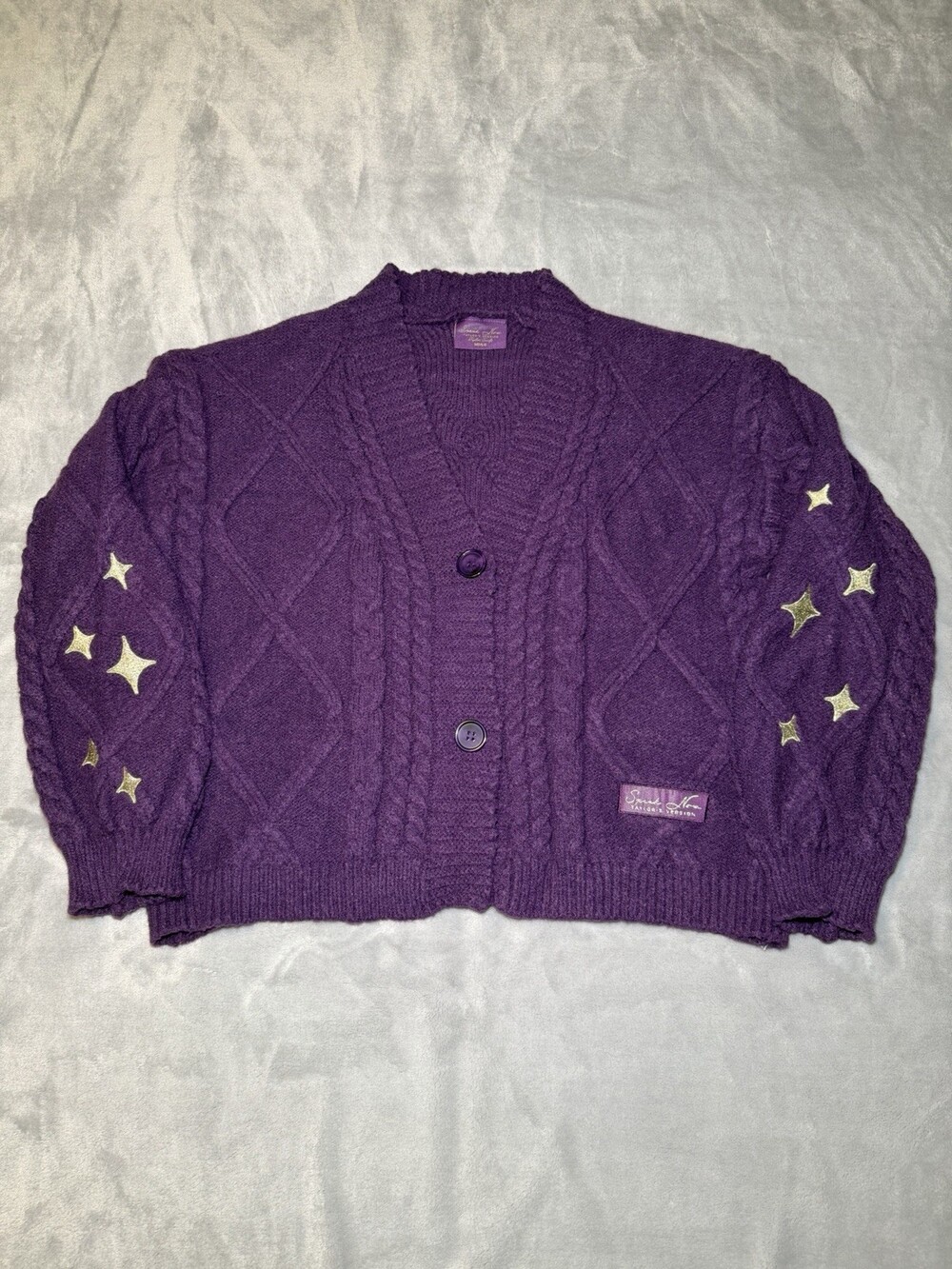 Speak Now Taylor Swift Purple Cardigan Women’s Size L Boxy Casual Button Up Exc